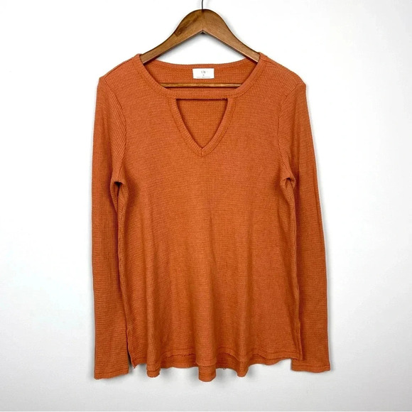 Anthropologie T.La Nadia Waffle Knit Cut-Out Top - Picture 2 of 6